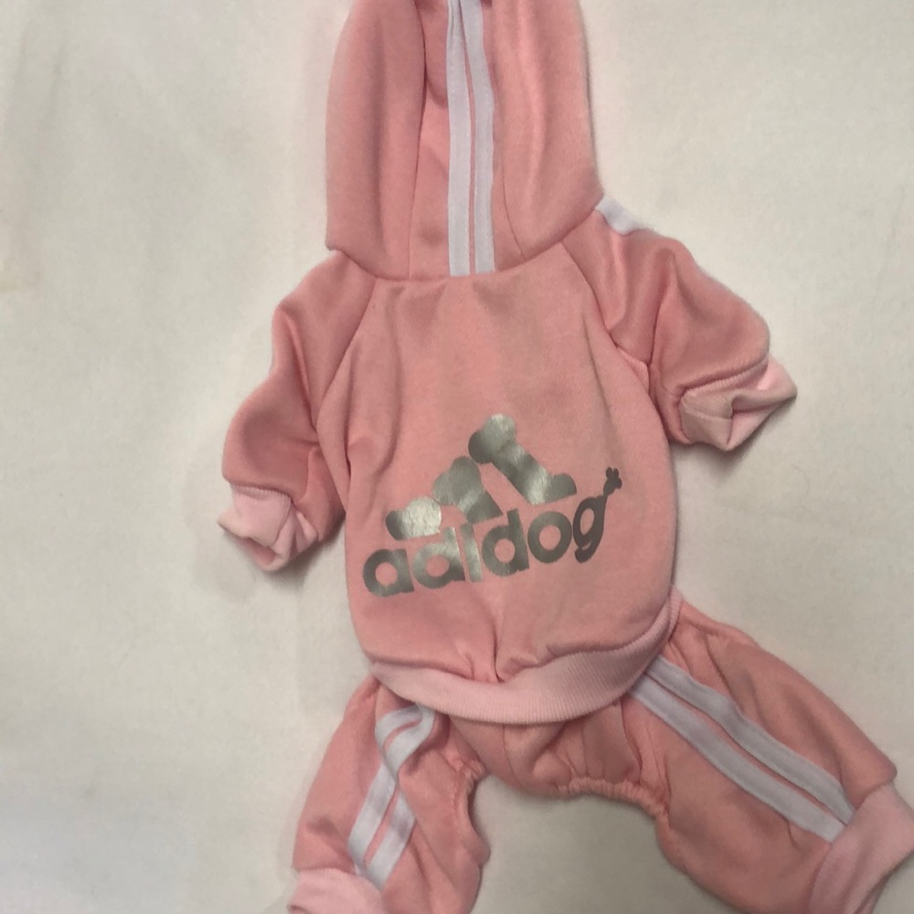 Puppy dog warm up suit Adiddog in pink size medium